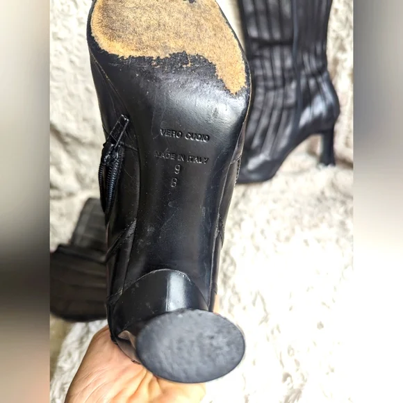 Italian black leather boots sz 9 - Picture 11 of 12